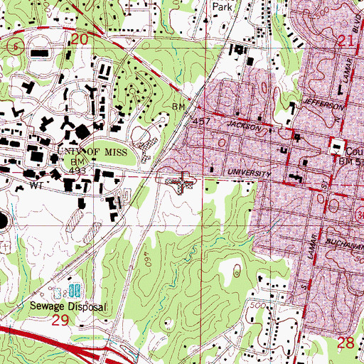 Topographic Map of Rainbow Shopping Center, MS