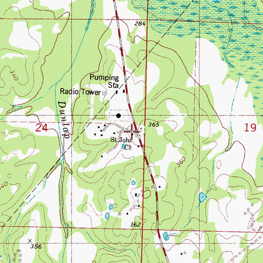 Topographic Map of Saint John Church, MS