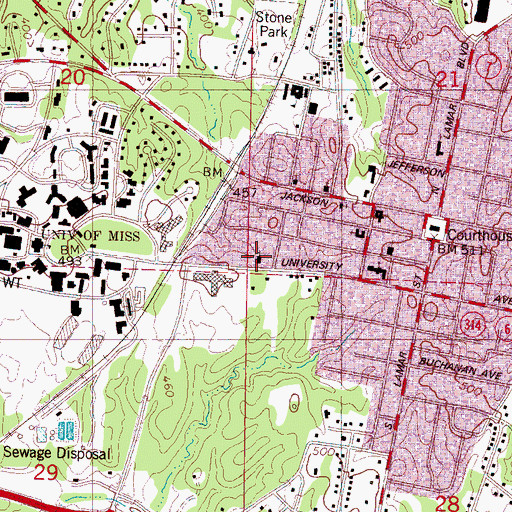 Topographic Map of Saint Johns Catholic Church, MS