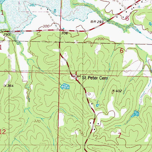 Topographic Map of Saint Peter Cemetery, MS