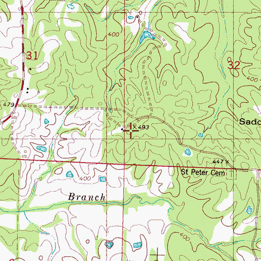 Topographic Map of Saint Peter Church (historical), MS