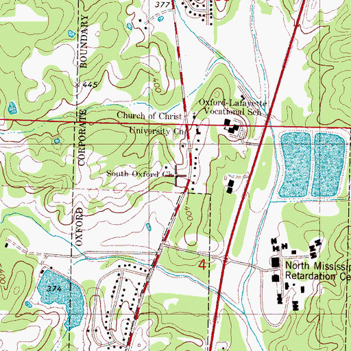Topographic Map of South Oxford Church, MS
