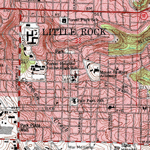 Topographic Map of Our Lady of Holy Souls Catholic Church, AR