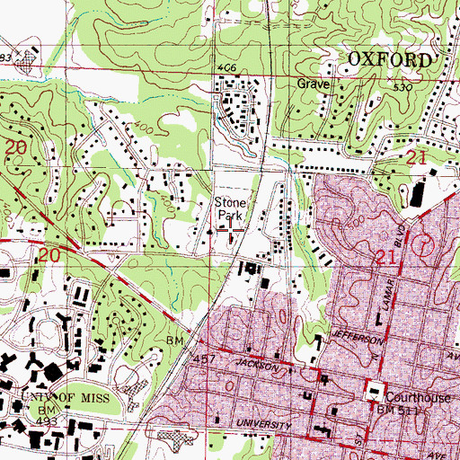 Topographic Map of Stone Park, MS