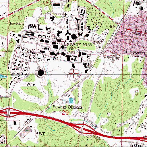 Topographic Map of Vaught-Hemingway Stadium, MS