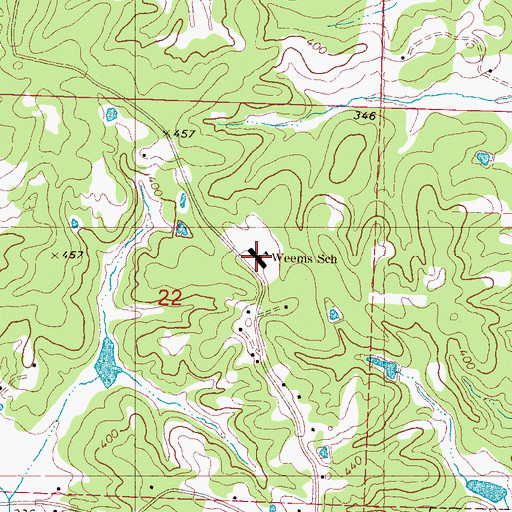 Topographic Map of Weems School, MS
