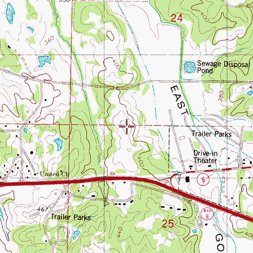 Topographic Map of Woodlawn, MS