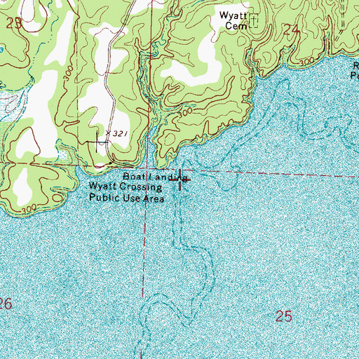 Topographic Map of Wyatt Bridge (historical), MS