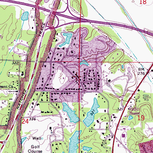 Topographic Map of Foxmoor, MS