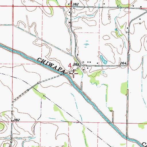 Topographic Map of Garmons Mill (historical), MS
