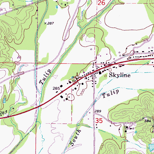 Topographic Map of Grace Memorial Baptist Church, MS