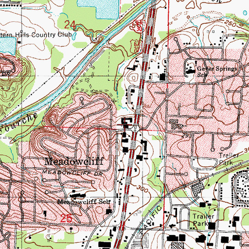 Topographic Map of Park Place Baptist Church, AR