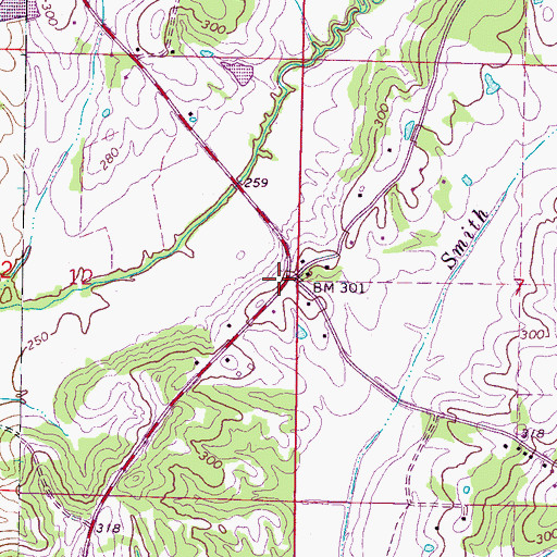 Topographic Map of Kedron School (historical), MS