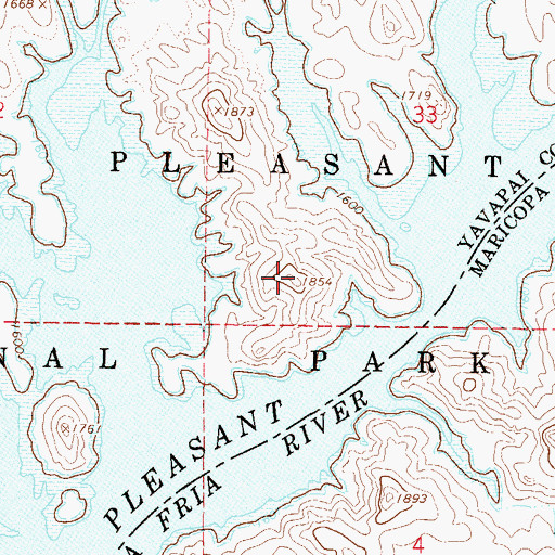 Topographic Map of Lake Pleasant Regional Park, AZ