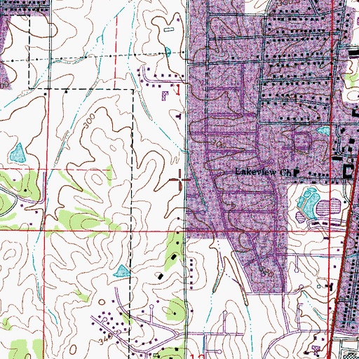 Topographic Map of Lawndale Presbyterian Church, MS