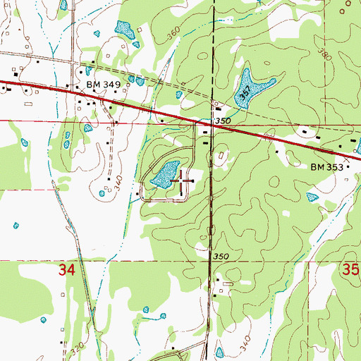 Topographic Map of Lee-Wamba Subdivision, MS