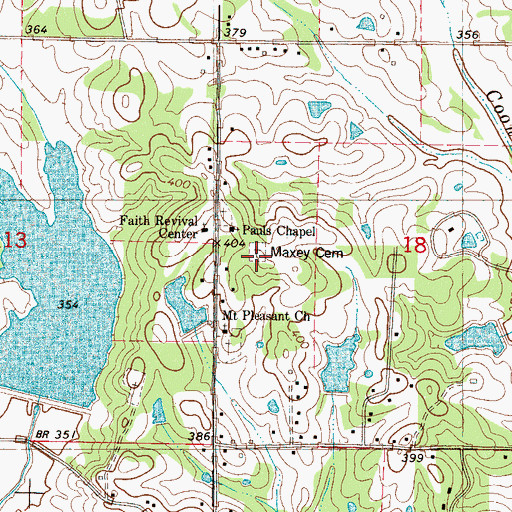 Topographic Map of Maxey Cemetery, MS