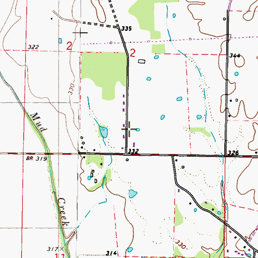 Topographic Map of Mud Creek School (historical), MS