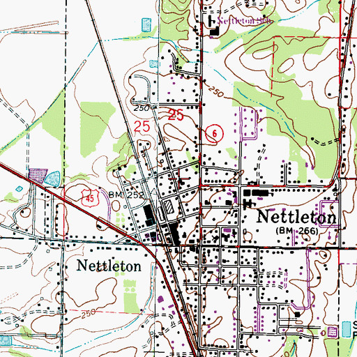 Topographic Map of Nettleton United Methodist Church, MS