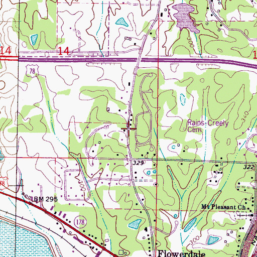 Topographic Map of New Life School (historical), MS