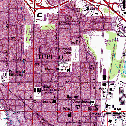 Topographic Map of Noble Stadium, MS