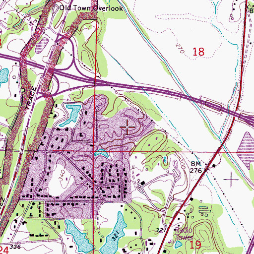 Topographic Map of Northwood Estates, MS