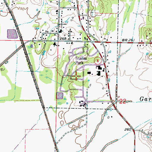 Topographic Map of Oak Grove Park, MS