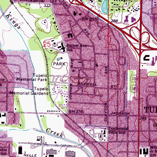 Topographic Map of Oakridge, MS