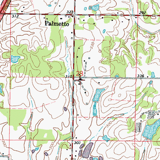 Topographic Map of Palmetto Baptist Church, MS
