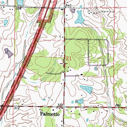 Topographic Map of Palmetto School (historical), MS