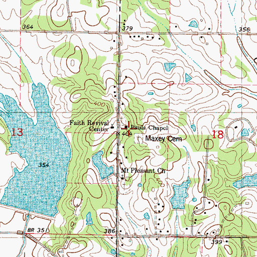 Topographic Map of Pauls Chapel, MS