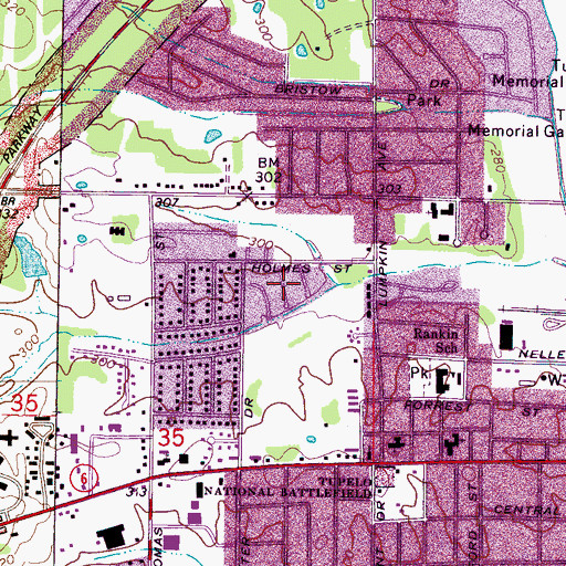 Topographic Map of Pine Hill, MS