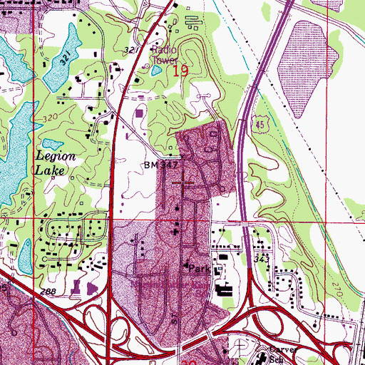 Topographic Map of Presley Circle, MS