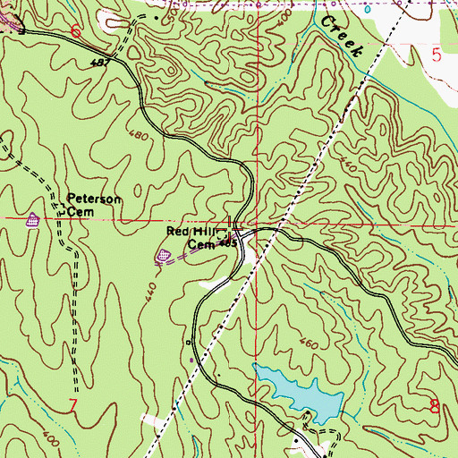 Topographic Map of Red Hill School (historical), MS