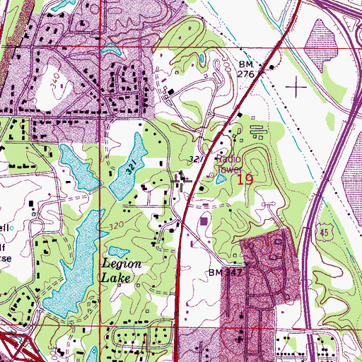 Topographic Map of Saint James Catholic Church, MS