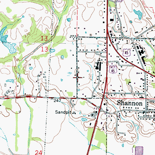 Topographic Map of Saint John Missionary Baptist Church, MS