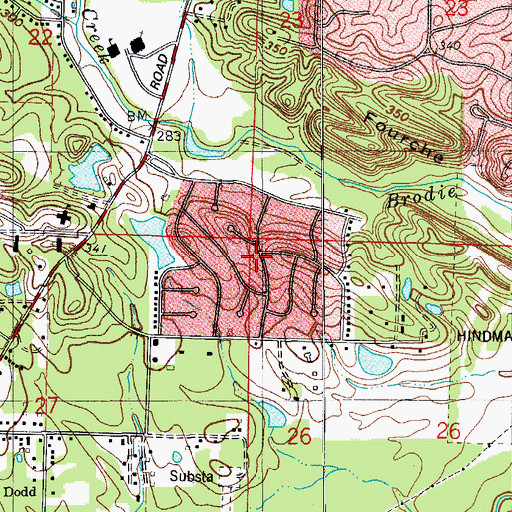 Topographic Map of Pecan Lake, AR