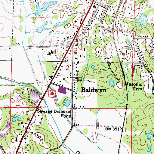 Topographic Map of Sandhill Missionary Baptist Church, MS