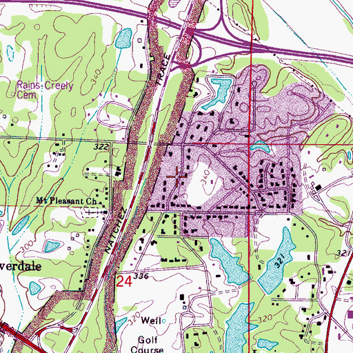Topographic Map of Savery Acres, MS