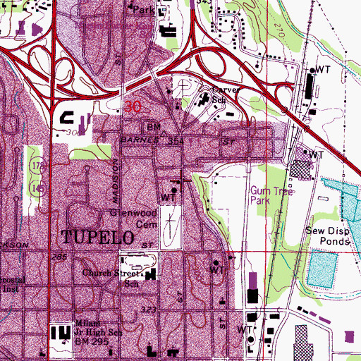 Topographic Map of Springhill Baptist Church, MS