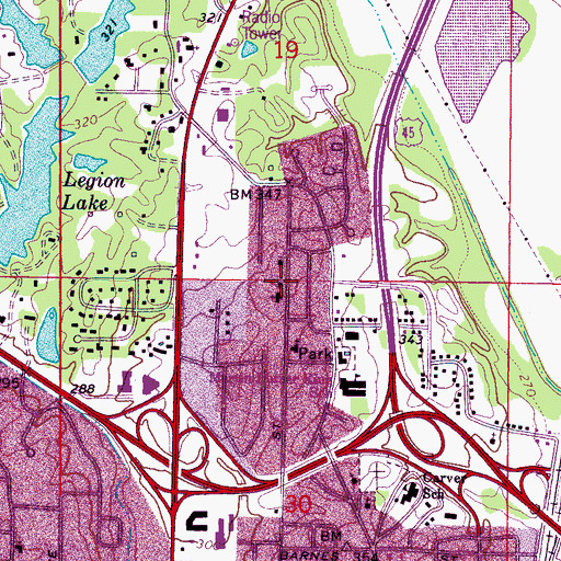 Topographic Map of Stevensons Chapel, MS