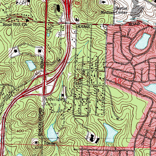 Topographic Map of Perry Street Missionary Baptist Church, AR