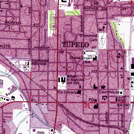 Topographic Map of Terrace Park, MS
