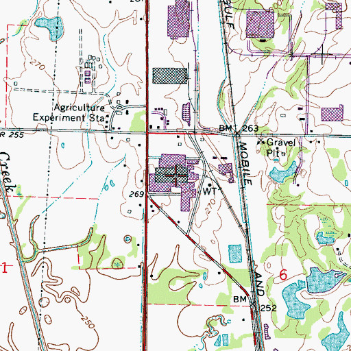 Topographic Map of Tupelo-Lee Industrial Park, MS