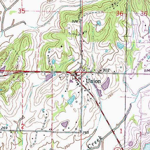 Topographic Map of Union Methodist Church, MS