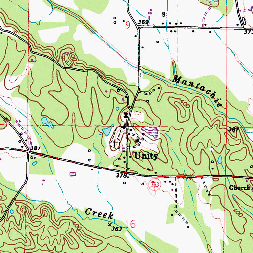 Topographic Map of Unity Church, MS