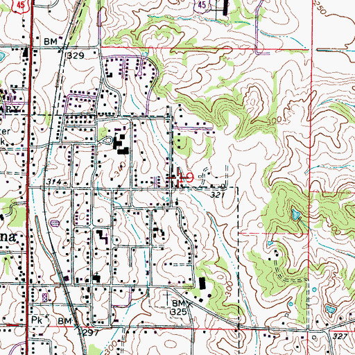 Topographic Map of Verna Second Baptist Church, MS