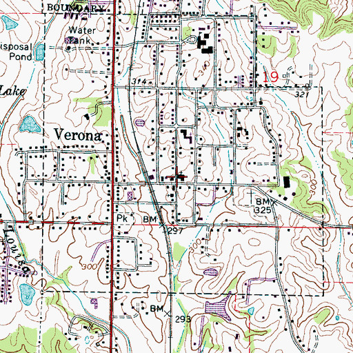 Topographic Map of Verona United Methodist Church, MS