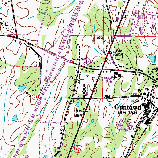 Topographic Map of Victory Baptist Church, MS