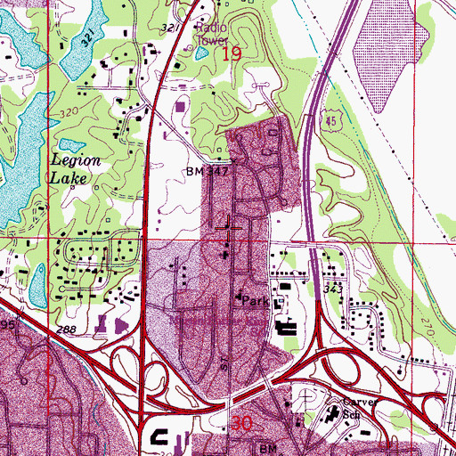 Topographic Map of Whitehall Baptist Church, MS